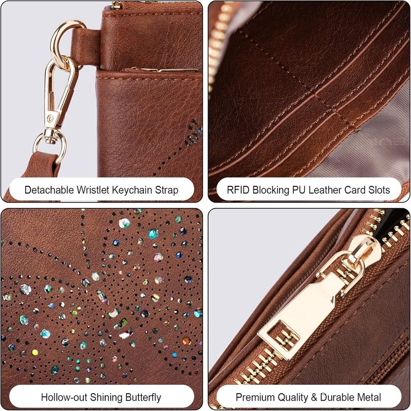 KITEVIUN Wristlet Wallets Clutch Purses for Women, Slim RFID Blocking Cell Phone Wallet Purse with Credit Card Holder - Image 4